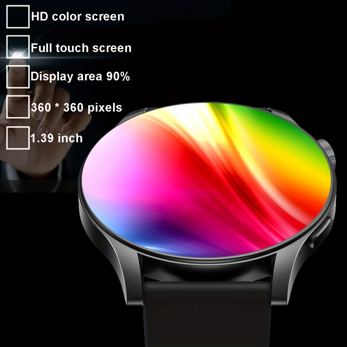 Men's Coiusor Smartwatch with Touch Screen, Wireless Connectivity, 300mAh Rechargeable Battery, USB Charging, Silicone Band.