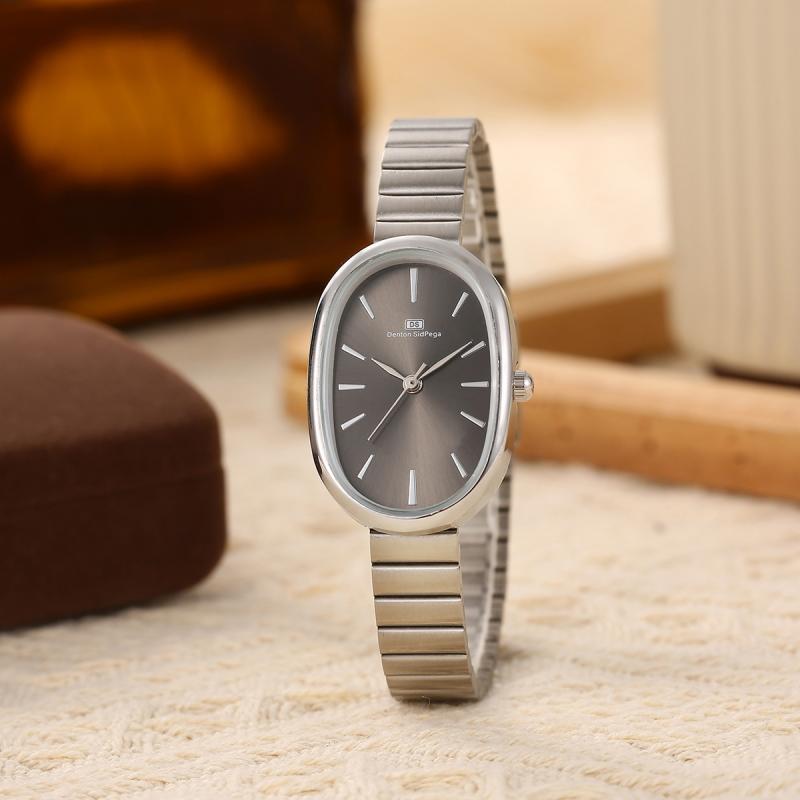 Fresh, stylish wristwatch with forest-themed dial and steel strap, suitable for students.