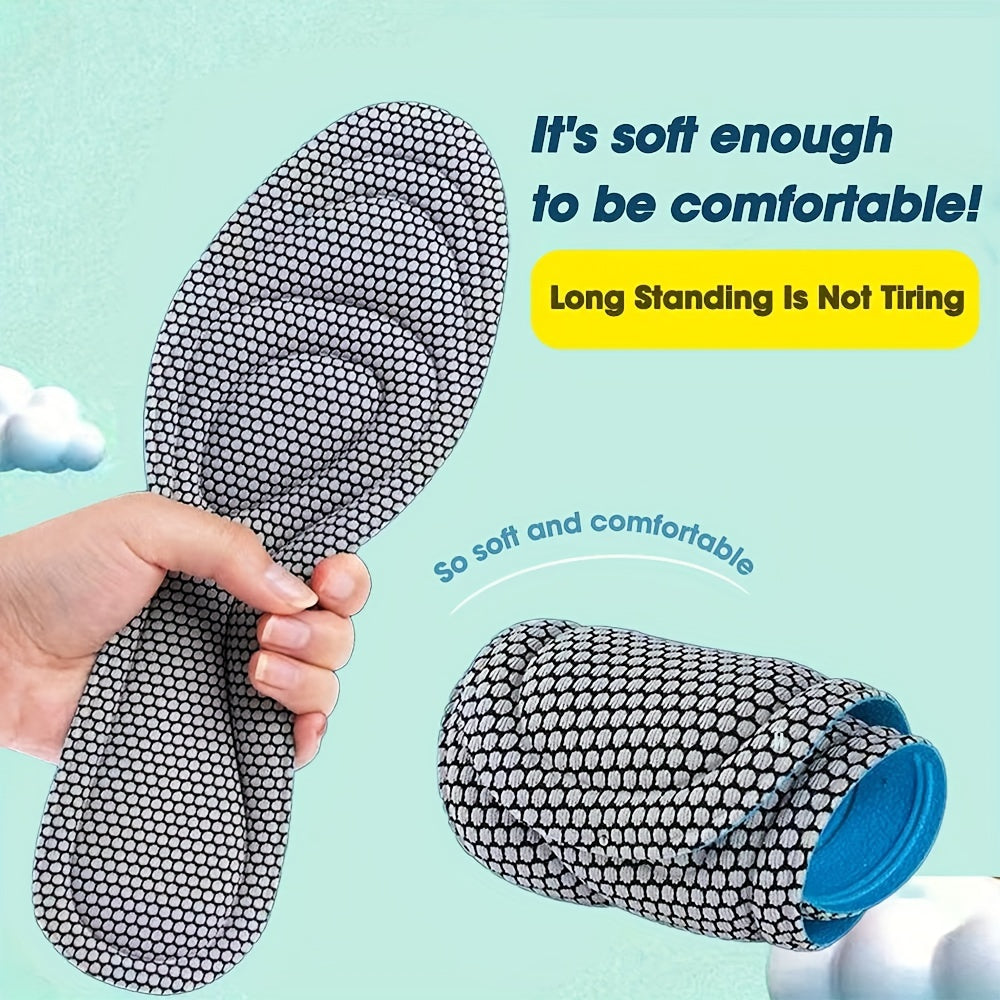 4 Memory Foam Insoles for Sports and Running Shoes, Customizable, Odor-Resistant, Sweat-Absorbing, and Breathable for Men and Women. Suitable for Running Year-Round.