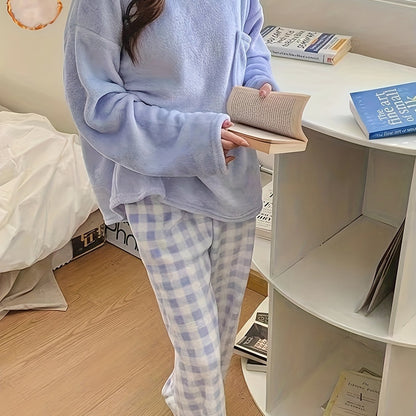 Velvet Plaid Pajama Set for Cozy Winter Nights.