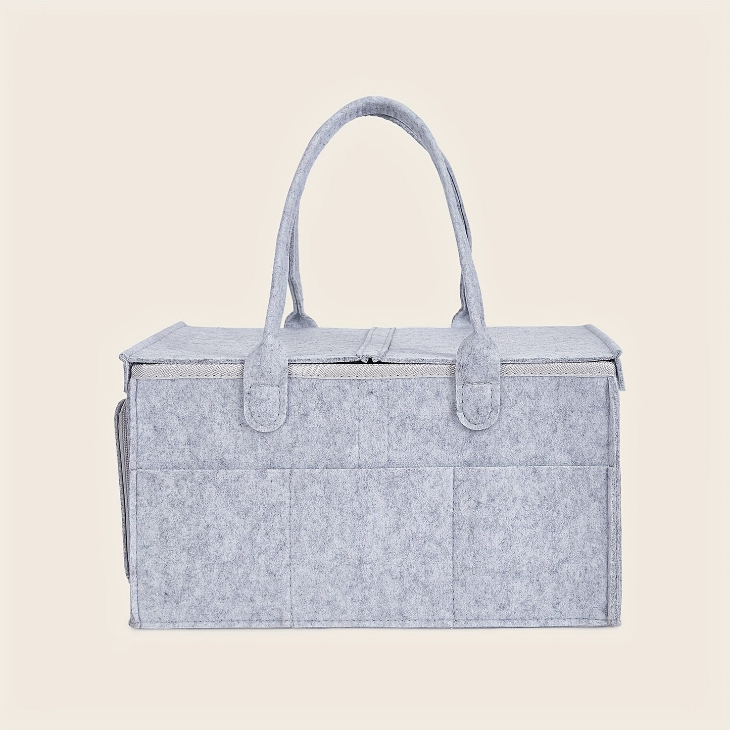 Foldable Diaper Storage Bag in Light Grey with Flap, Mommy Handbag