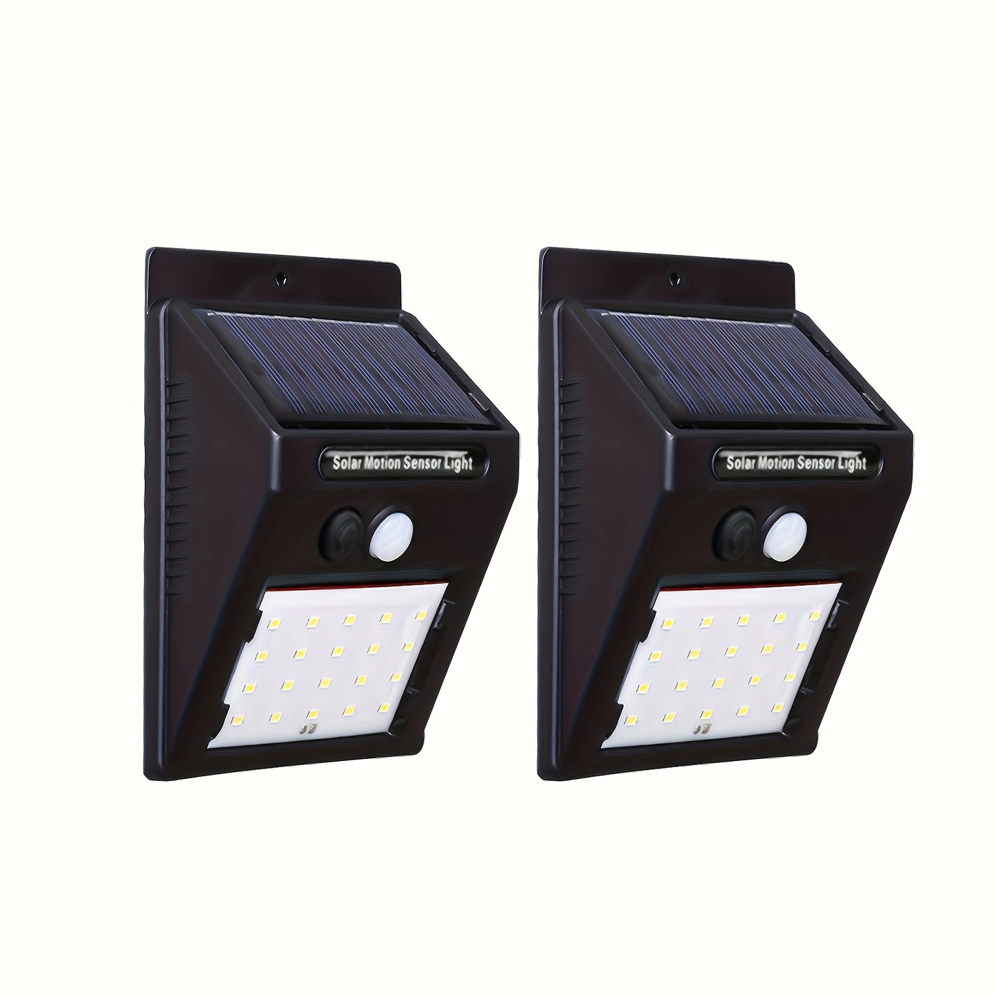 Outdoor solar motion sensor light with 120° wide angle lighting is suitable for courtyard, garden, garage, driveway, sidewalk, and patio deck.