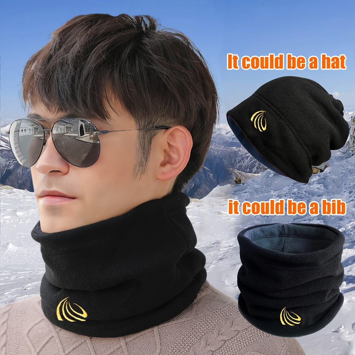 This unisex polyester fleece neck gaiter is a versatile multi-wear scarf ideal for skiing, hiking, biking, and staying warm in the winter. The double-sided thickened cap comes in a solid color and can be hand washed or dry cleaned. This knitted neck