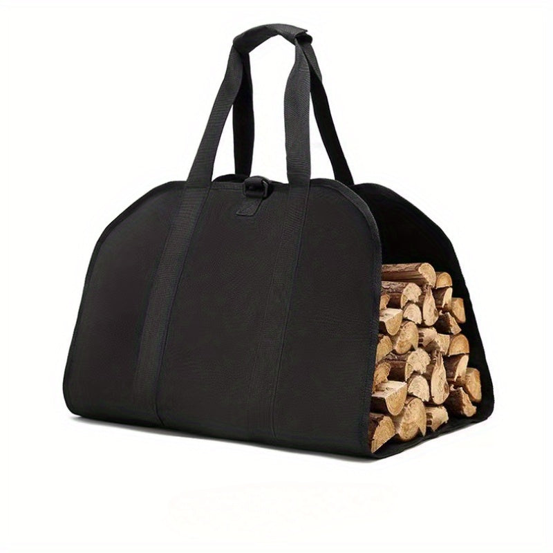 Sturdy Canvas Firewood Storage Bag with Large Capacity - Reliable Log Carrier for Indoor and Outdoor Fires, Robust Tote for Organizing Logs