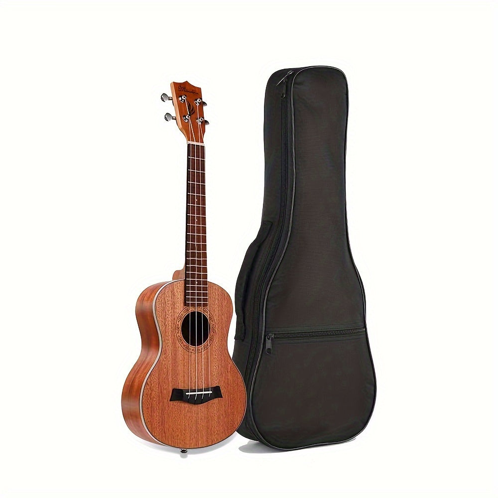 Premium black ukulele case with adjustable straps, fits soprano and tenor ukuleles of various lengths. Suitable for concerts. Ukulele not included.