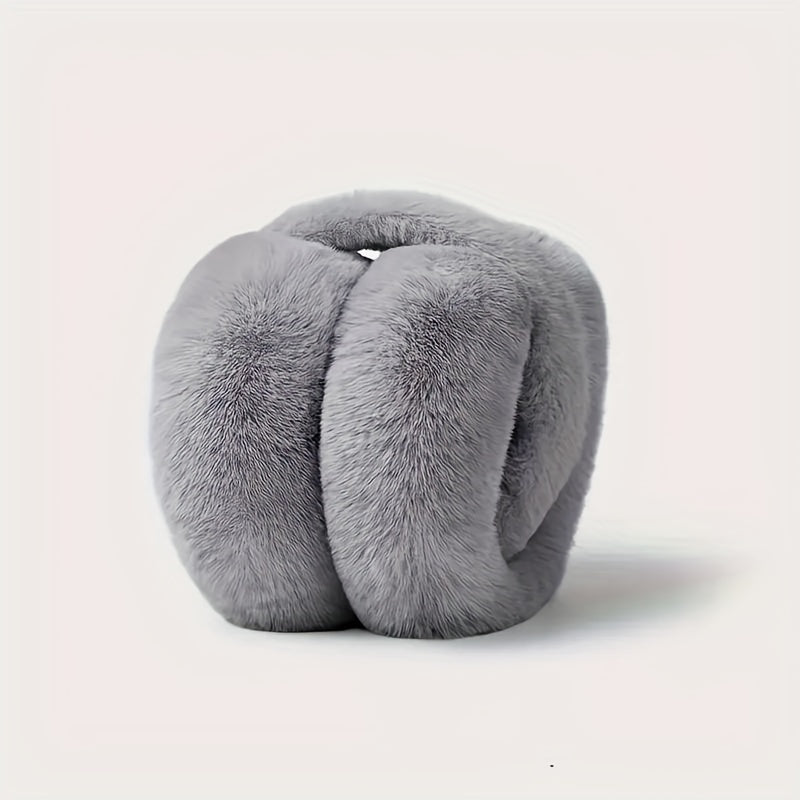 Warm and Adorable Plush Earmuffs for Women - Cozy Winter Ear Covers, Stretchy Fit, Easy to Hand-Wash Polyester Material