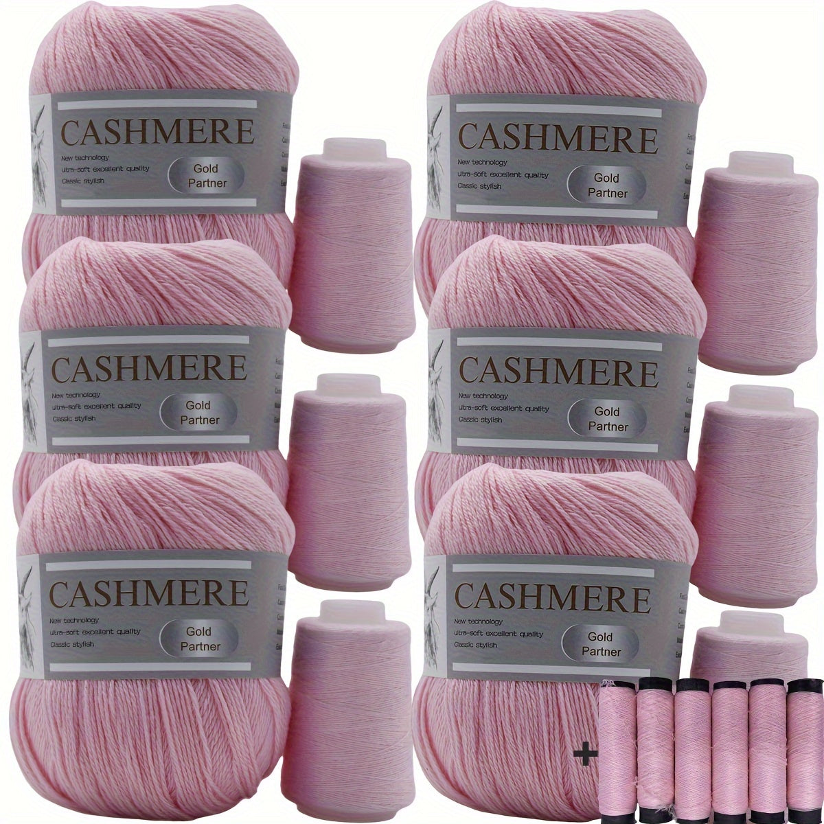 6 luxurious cashmere yarns for hand knitting and crocheting. Ideal for making sweaters, scarves, hats, shawls, cardigans, and gloves. High-quality, soft, warm, multicolored bundle in 10.58