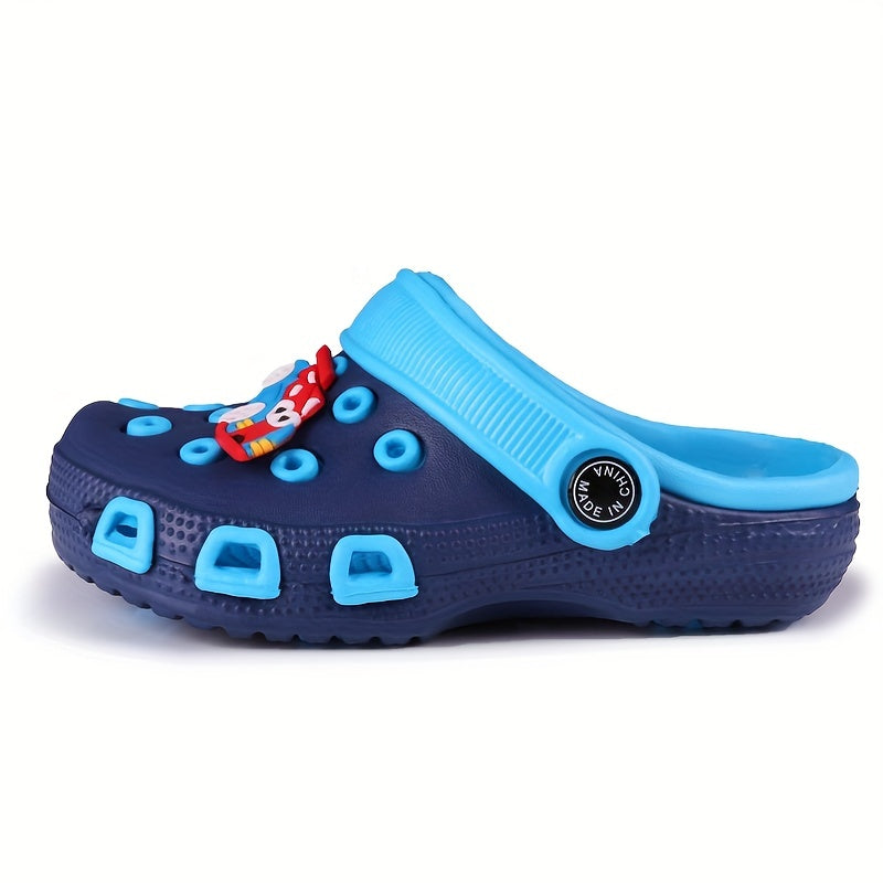 Boys Casual Cartoon Clogs with Non-slip Soft Sole and Assorted Colors.