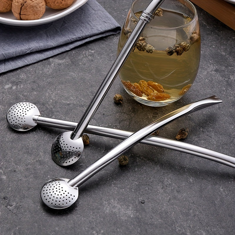 Stainless Steel Yerba Mate Straw - Durable and Reusable Metal Filter Straw for Tea, Coffee, and Cocktails, Bombilla Style Beverage Strainer