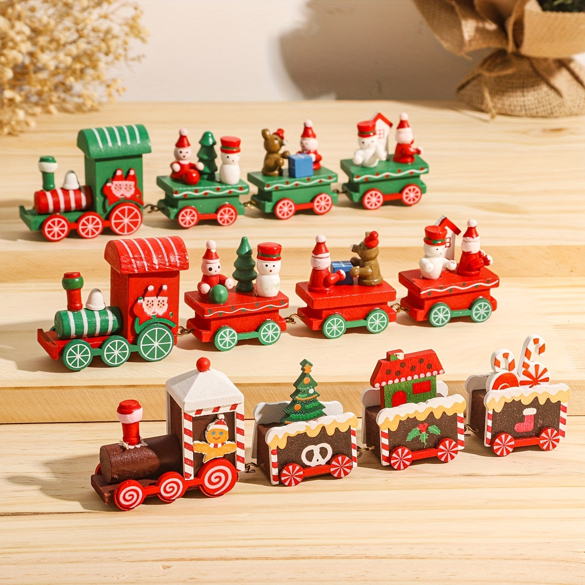 Wooden train ornament for a Merry Christmas celebration - ideal tree decor and gift.