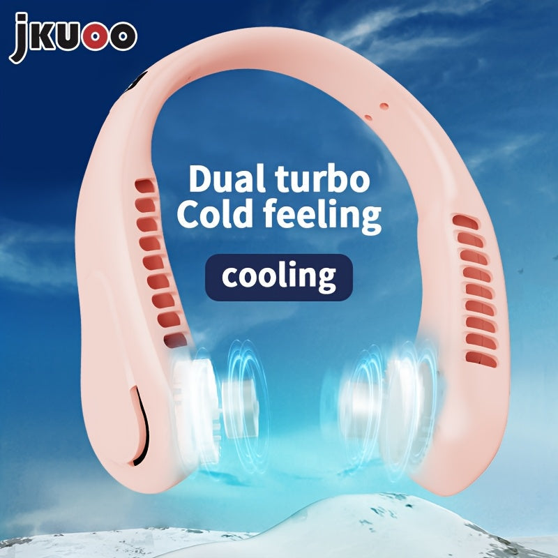 Stay cool on-the-go with our USB Hanging Neck Fan - a portable, leafless and silent electric fan that's perfect for outdoor use. Say goodbye to discomfort and enjoy hands-free cooling with this innovative device!