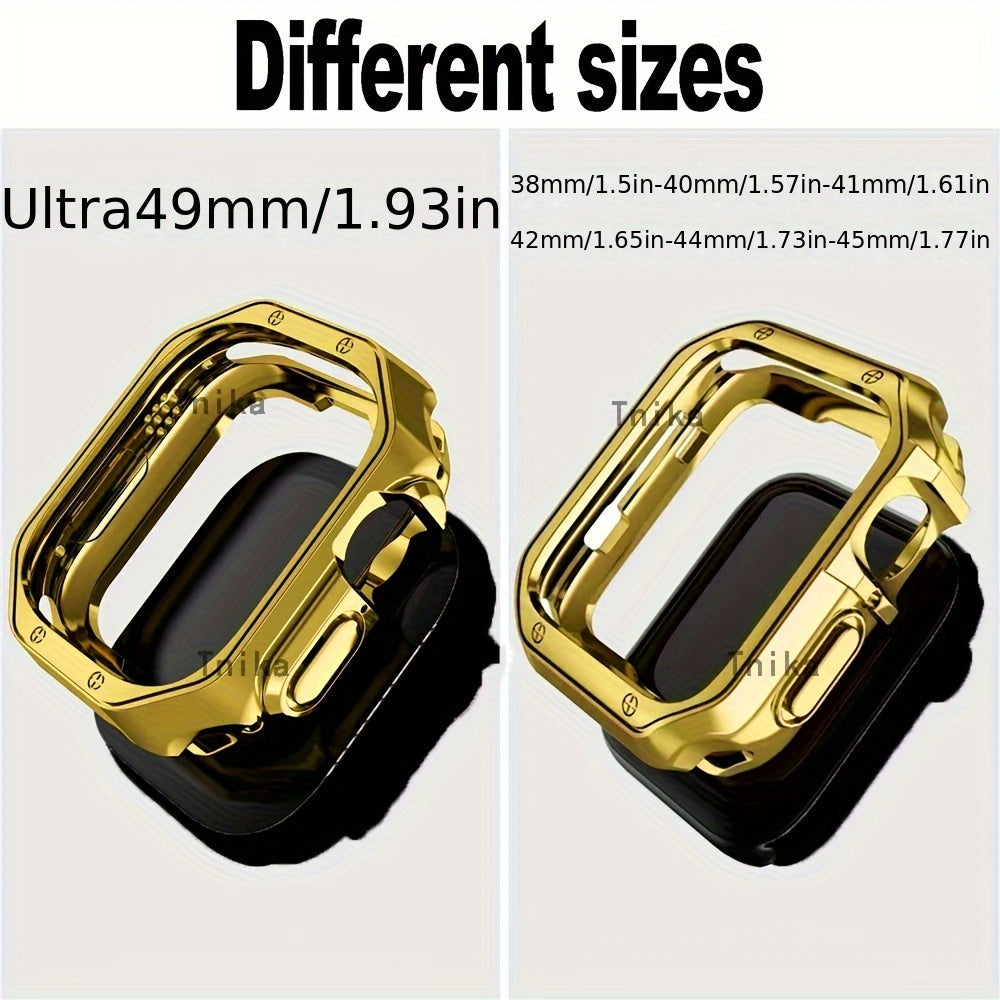 Combo TPU Case and Stainless Steel Strap Set for Apple Watch Ultra Ultra2, Compatible with Series 9, 8, 7 (45mm, 41mm) - includes Band and Case for iWatch SE, 6, 5, 4 (44mm, 40mm) Bracelet