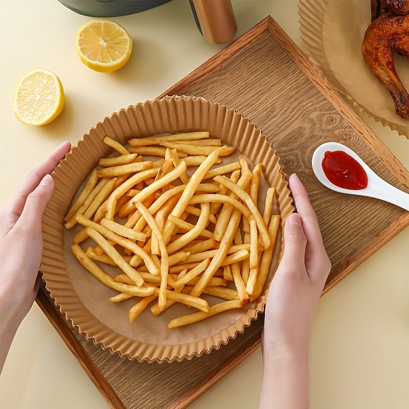 Dual-Sided Silicone Air Fryer Paper Plate, Oil-Proof and Nonstick Baking Dish for French Fries, Chicken Wings, Kitchen Essential for Home Use.