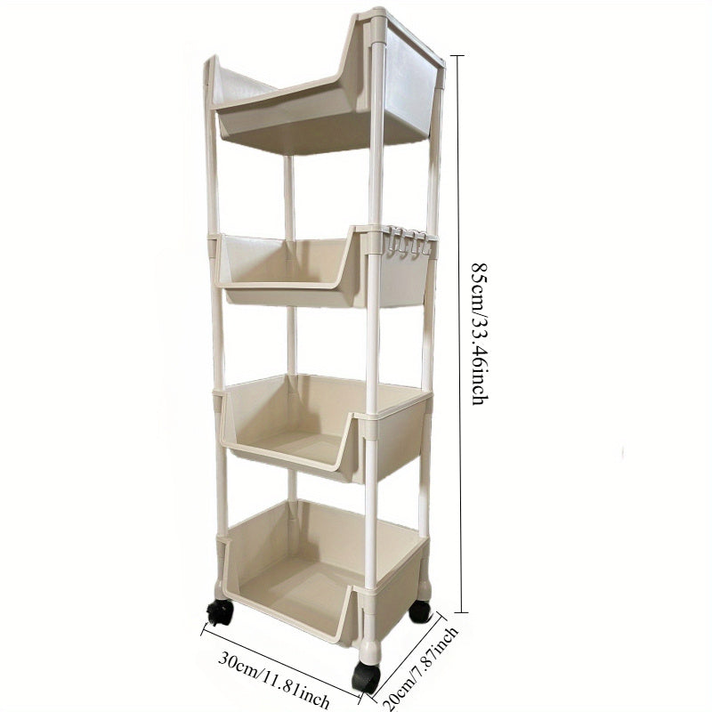 Mobile, Multi-Tier Spa Storage Cart - BPA-Free, Non-Electric, Wheeled Shelving Unit for Organizing Living Room, Bedroom, Dorm Room, Salon, Jewelry Display & Packaging, Made of Durable Plastic with Wheels