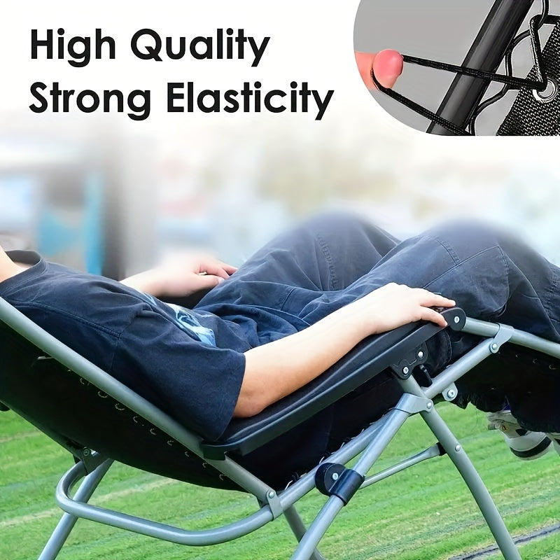 One set of replacement fabric for Zero-Gravity chairs, consisting of six pieces. Includes anti-gravity recliner cloth and four replacement bungee elastic lace ropes for gravity chair accessories. Ideal for patio recliners.