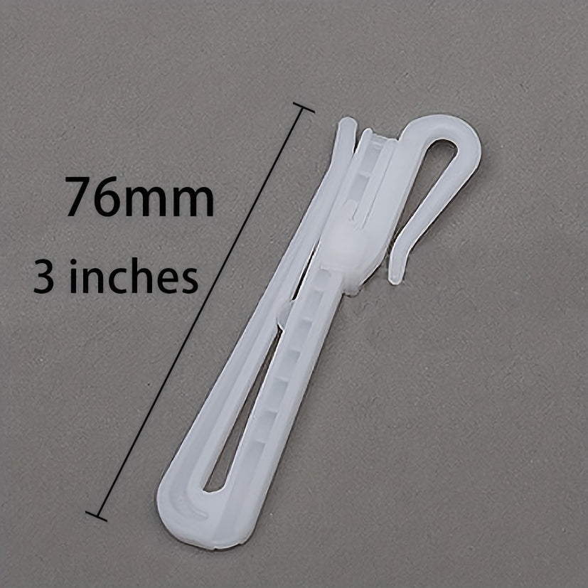 Retractable 3-inch plastic curtain hook with adjustable lift, designed for Korean pleated curtains.