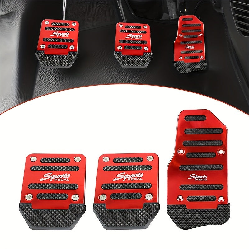 Set of 3 car pedal pads with anti-slip features for accelerator and brake pedals