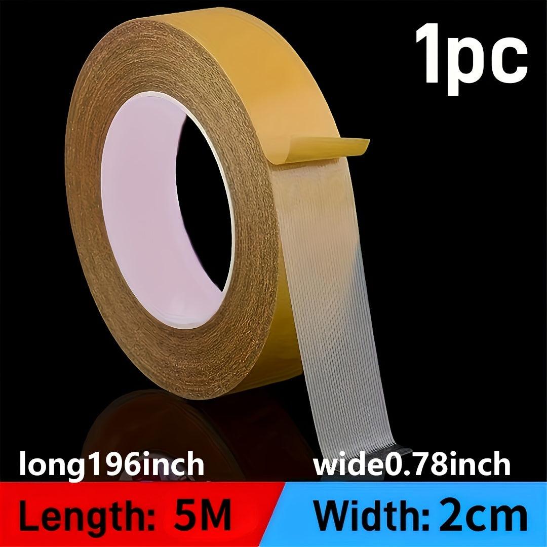 Strong double-sided tape for various surfaces, ideal for home and office repairs.