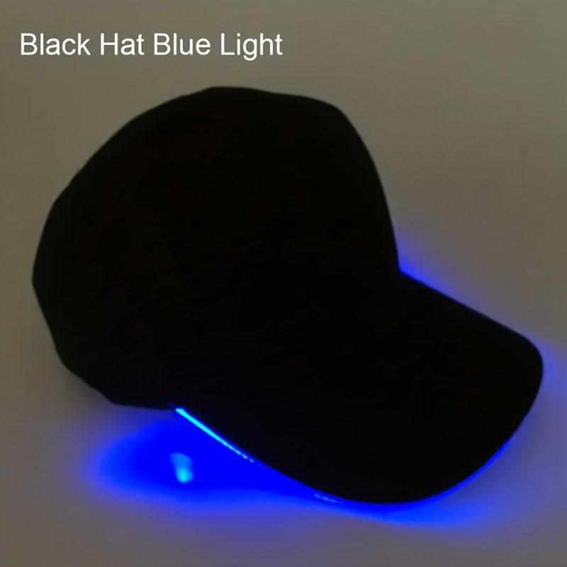 LED light-up baseball cap for parties, carnivals, and hip hop performances. Batteries included.