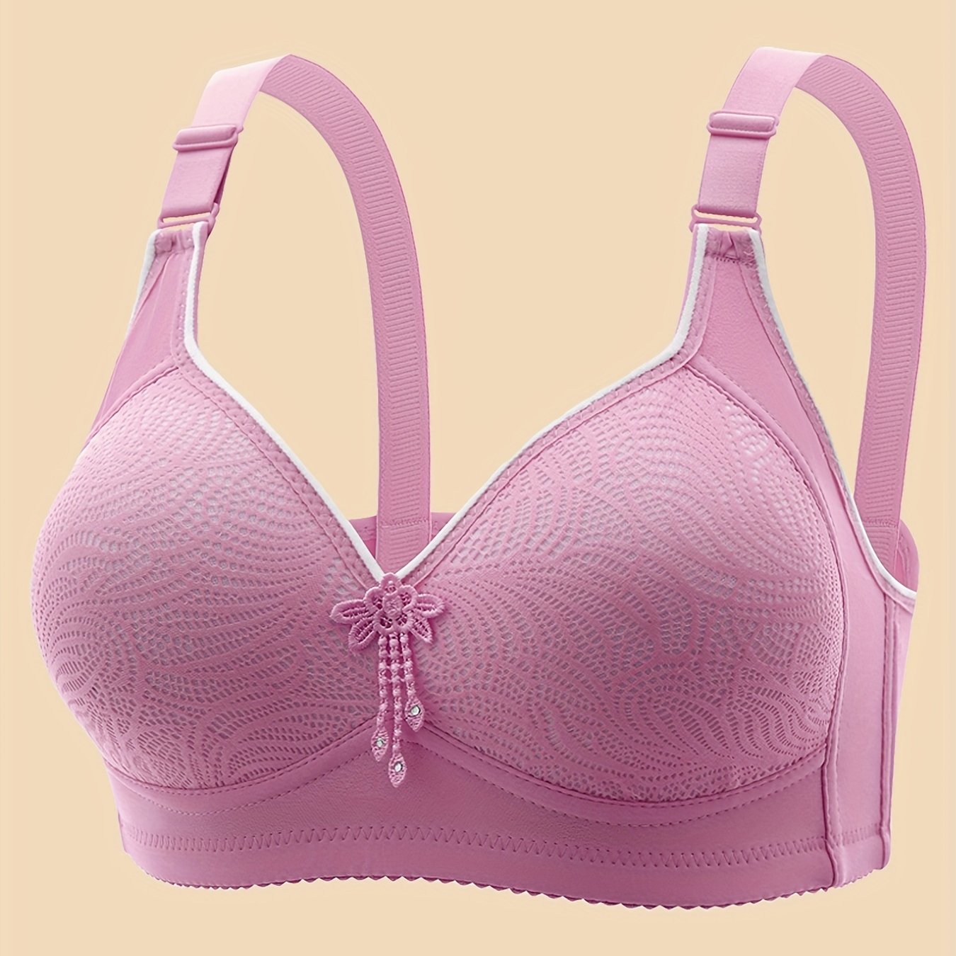 Solid seamless wireless tank bra with tassel decoration, providing sexy comfort and push-up support for women's lingerie.