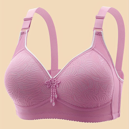 Solid seamless wireless tank bra with tassel decoration, providing sexy comfort and push-up support for women's lingerie.