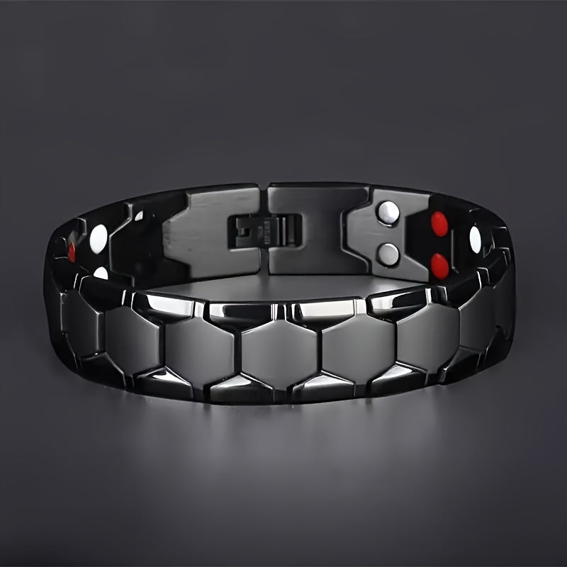 The Perfect Father's Day Gift - Hypoallergenic Titanium Steel Cuff Bracelet with Magnetic Energy, Water-Resistant, and Durable Design - Stylish Wristband for Men