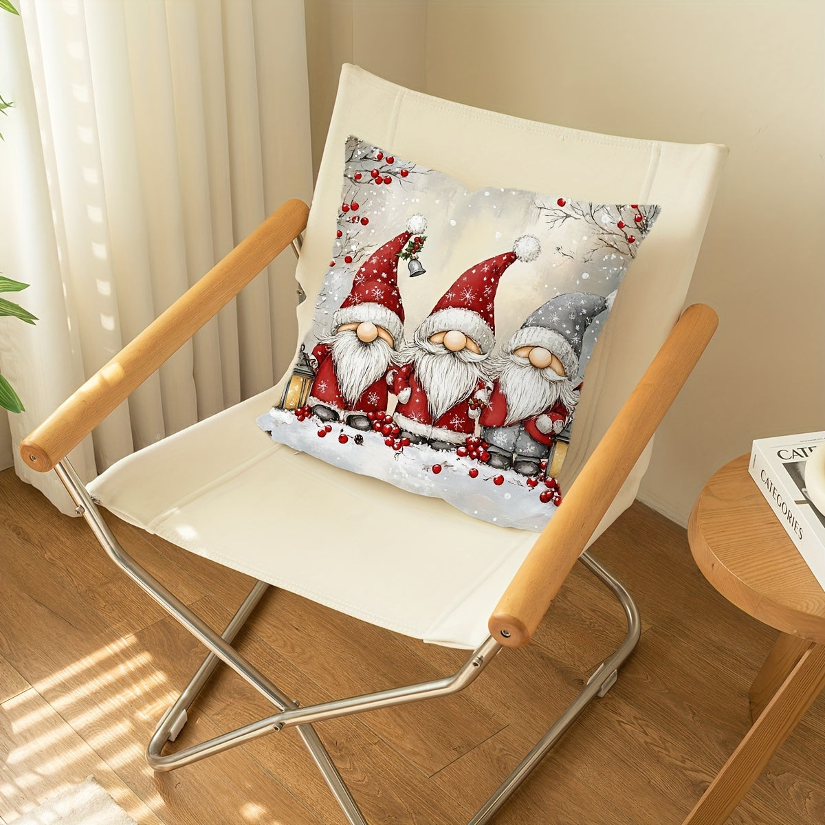 Soft modern Christmas pillowcase, 44.96cm x 44.96cm, single side print, ideal for living room and bedroom décor, polyester material, insert not included.