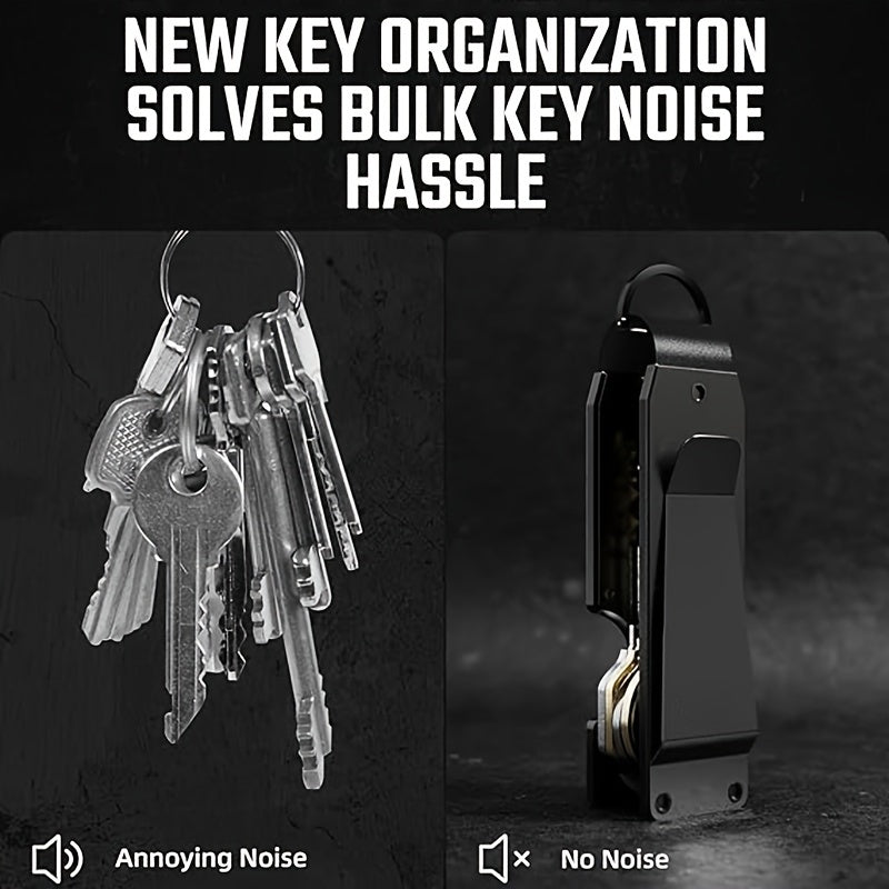 Organize your keys with the Men's Compact Metallic Key Holder - A Minimalist and Innovative Key Organizer that securely holds 2-6 keys on a smart keychain.