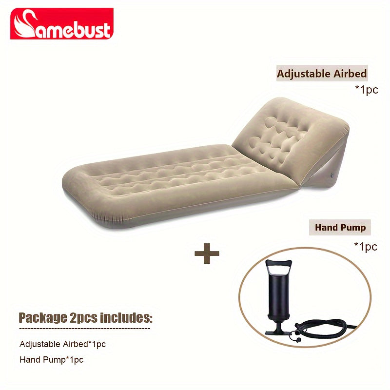 Inflatable Flocking Sofa Bed, Adjustable Air Mattress, Foldable & Portable, Easy to Clean, No Electricity Required, Perfect for Home & Outdoor Relaxation - 1pc CAMEBUST