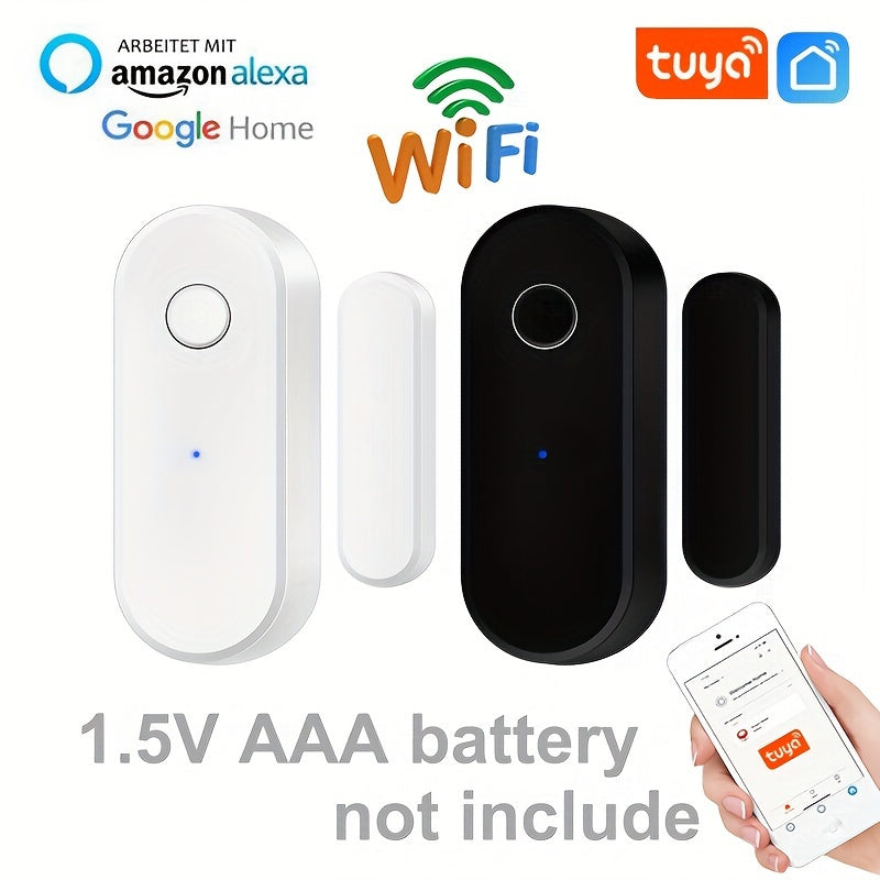 Tuya WiFi door/window detector for smart home, compatible with Alexa and Google Assistant.