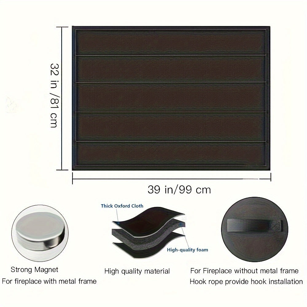 Одно магнитное одеяло для камина - черное внутреннее покрытие для предотвращения потери тепла и остановки сквозняков, улучшает изоляцию и контролирует запахи, идеальный подарок на Рождество и Новый год