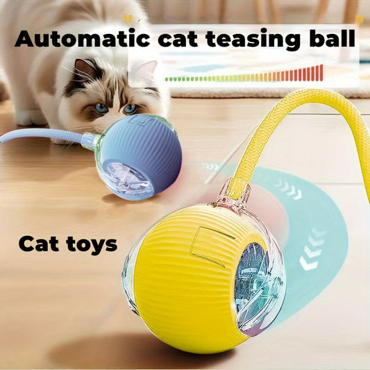 Durable USB rechargeable cat toy ball provides interactive play for cats and dogs to relieve boredom with smart electric play.