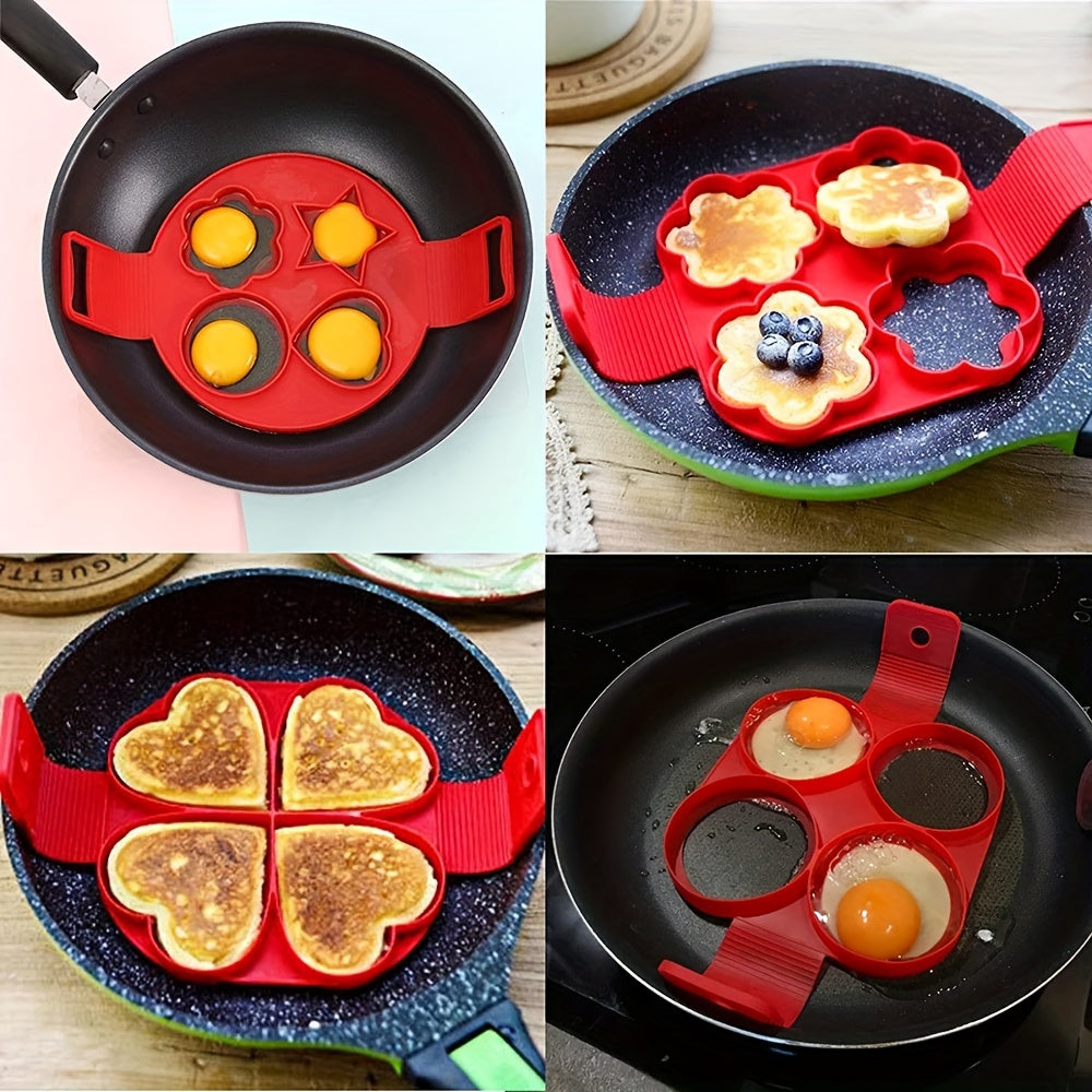 Silicone Egg Omelet Mold - Create Flower, Heart, Star, and Round Shaped Omelets with this Multifunctional Pancake Maker for Home Kitchen, Restaurant, Bento Accessories, and Kitchen Supplies