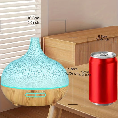 550ml Ultrasonic Aroma Diffuser with 7 LED Colors, USB Powered for Home or Office - Timer Function Oil Dispenser