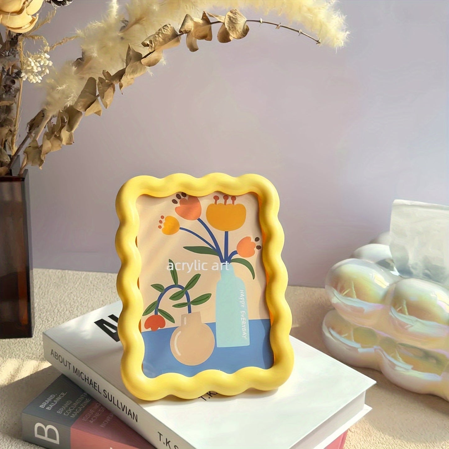 Adorable Milk Yellow Photo Frame for Desktop or Wall, Ideal for Small Paintings and Creative Home Decoration