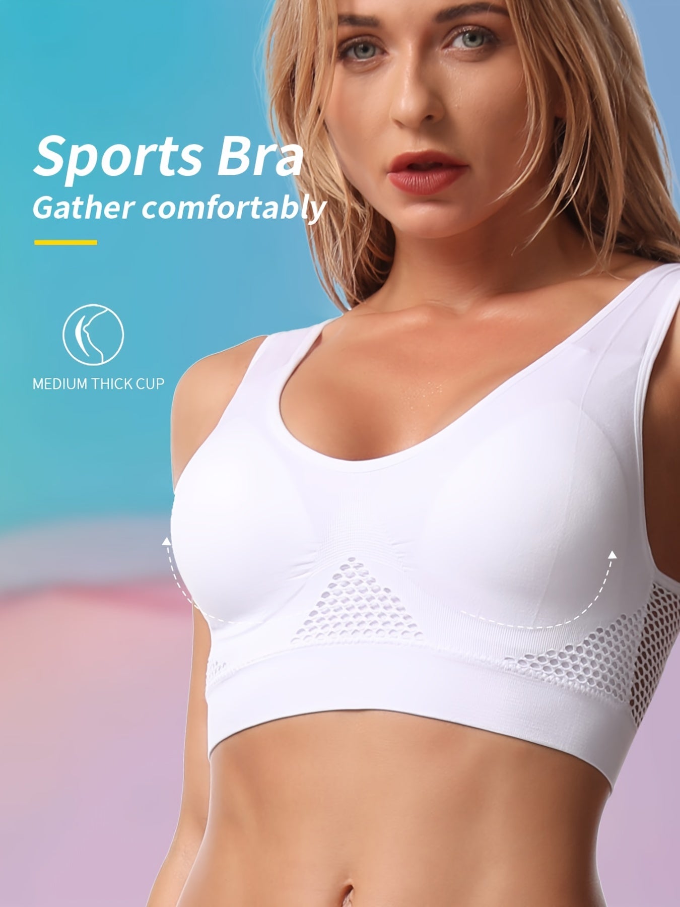 Seamless push-up bra with pads for women's lingerie and underwear.