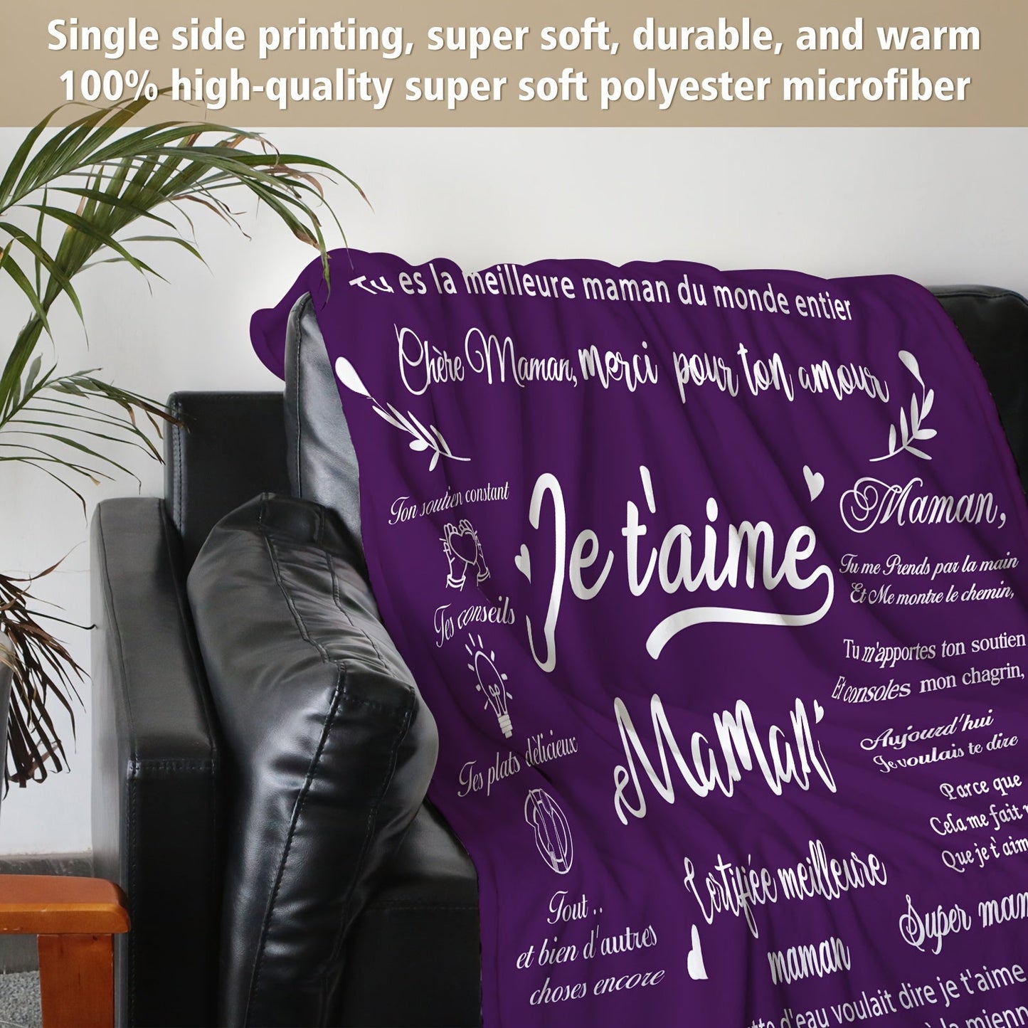 1 piece of Purple Gifts Blanket for Mom - Perfect for Christmas, Mother's Day, Valentine's Day, Birthdays, or Any Occasion From Daughters and Sons to Mom. Ideal for Special Gifts, Pregnancy, Expecting New Mom, Nap Time, made of cozy Flannel Material