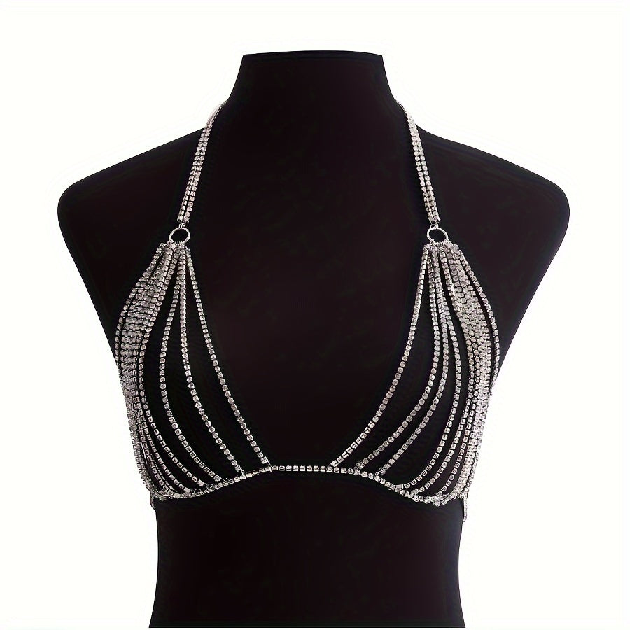 Add a touch of glamour with this stunning Sexy Crystal Body Chain featuring Synthetic Cubic Zirconia. Wear it as a Halter Neck Bikini Necklace for a vacation style look, or dress it up for a party - this versatile piece is perfect for daily wear. Makes a