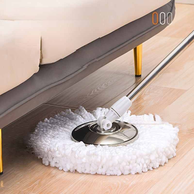 Introducing the Rotary Mop and Bucket Set, made from durable Stainless Steel and Polypropylene materials. This set features a 360° Swivel System and includes 2 Microfiber Mop Heads for efficient multi-surface cleaning. Perfect for household use, it is