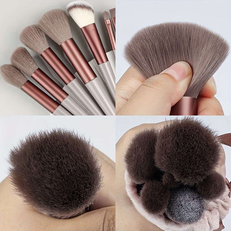 Cosmetic brush set for makeup application and beauty tools.