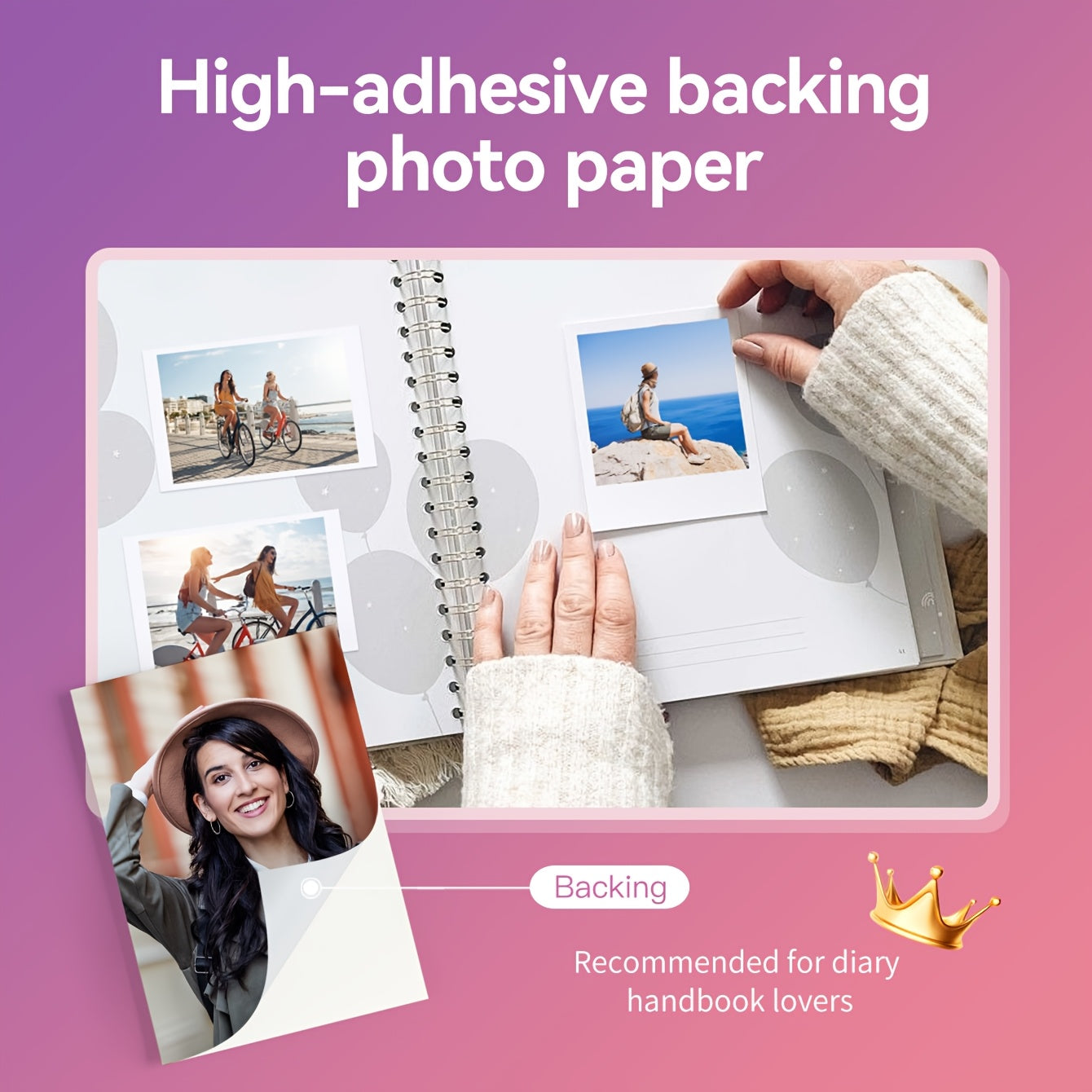 HPRT Mini portable photo printer with wireless connectivity, 303DPI color printing, ZINK technology, compatible with iOS/Android devices, ideal for parties/travel in pink.