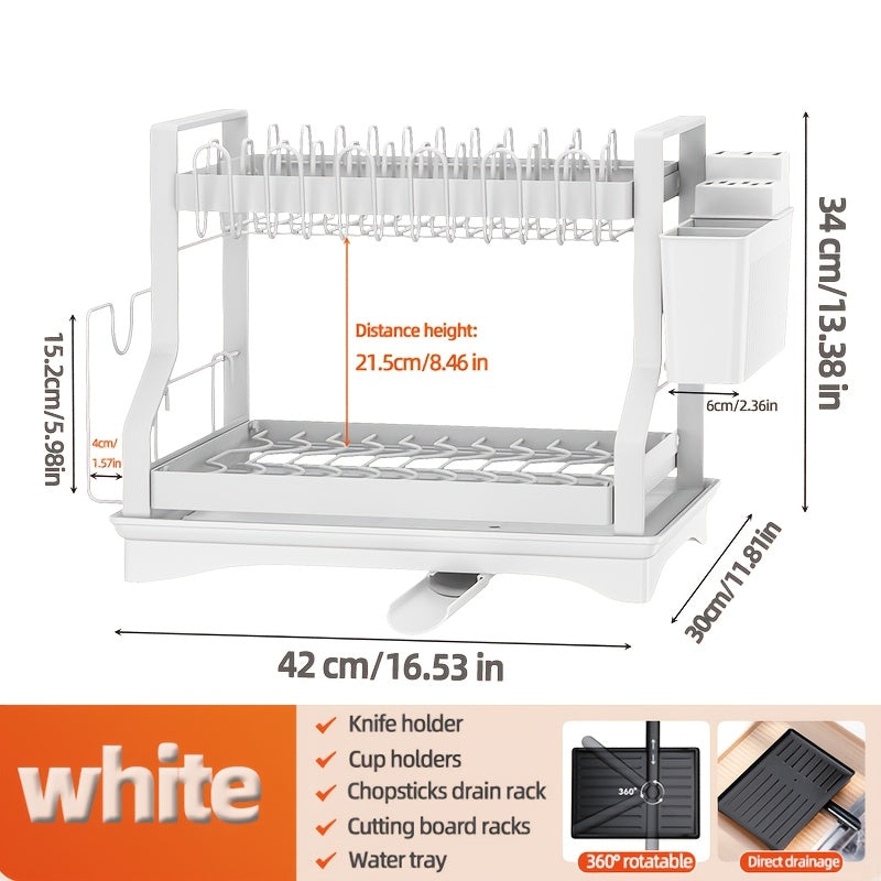 Metal Dish Rack with Drainboard - Organizes dishes, utensils, and cups efficiently