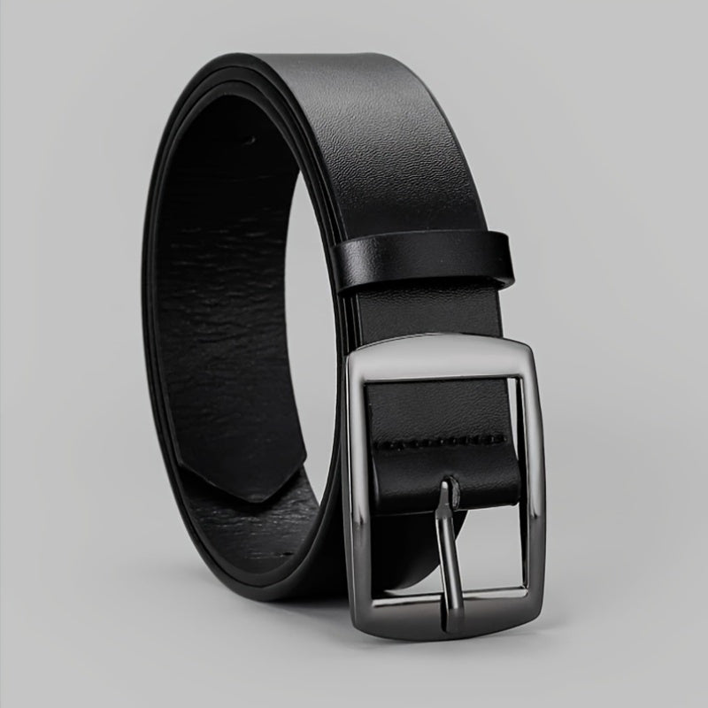 Men's simple and retro PU leather belt with smooth buckle for daily wear