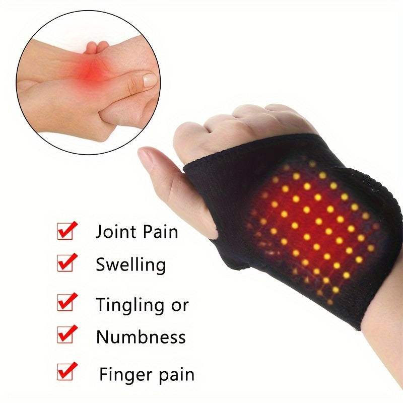 Magnetic wrist support brace with washable cloth wristband for pain relief and relaxation.