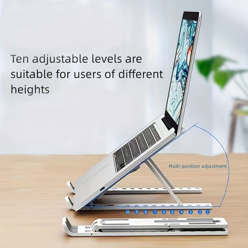 Single Fork Folding Laptop Stand, Ten Levels Adjustable, ABS Material