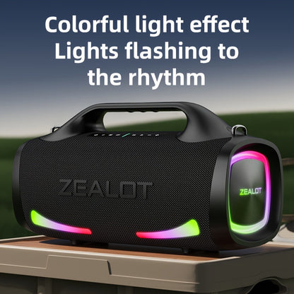 ZEALOT S79 100W Wireless Portable Speaker with 4 Speakers, supports TF Card/USB/AUX/TWS, connects with mobile devices and TVs, ideal for outdoor parties and home theaters.