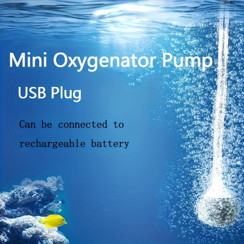 Portable Mini Oxygen Pump for Fish Tank, USB Air Pump for Outdoor Hunting & Fishing, PVC Material, Black, Battery Not Included.