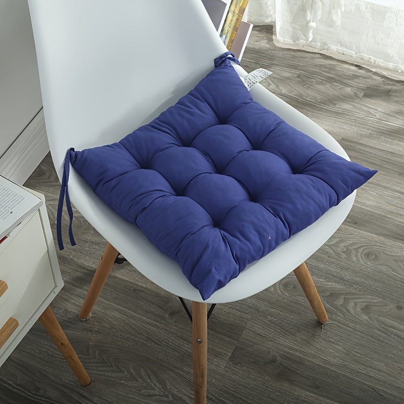 Thickened Solid Color Brushed Chair Cushion - Washable polyester seat pad for dining, office, and tatami chairs