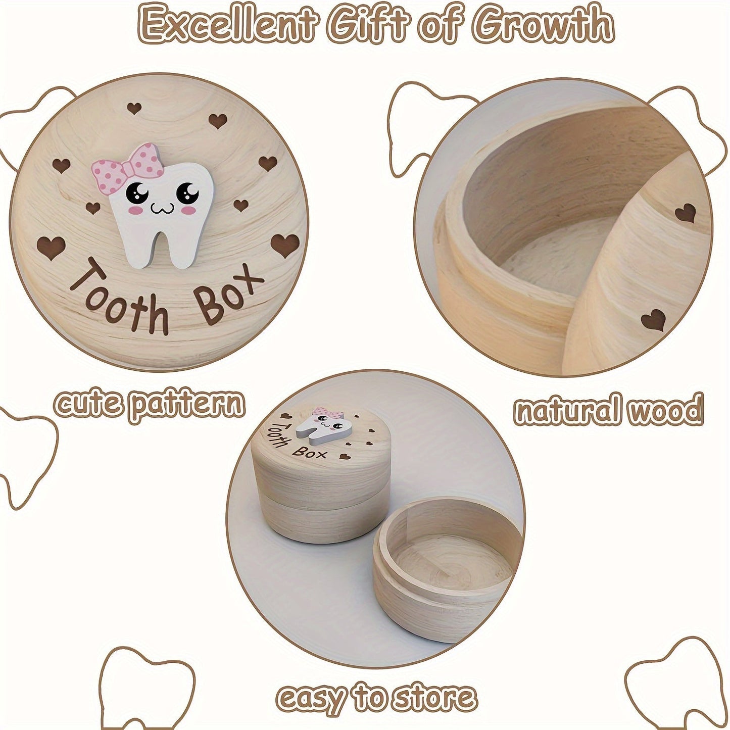 Wooden Tooth Fairy Keepsake Box - A charming storage container for teeth, fetal hair, and other birth souvenirs. This unique home decor piece also makes a perfect party or birthday gift for ages 14 and up.