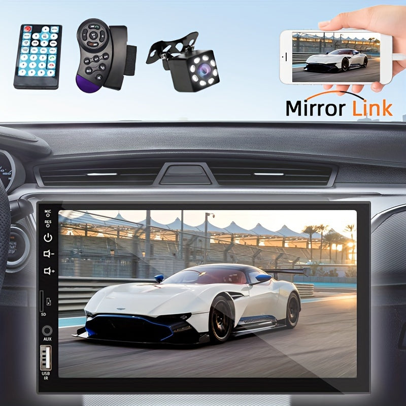 Car stereo with GPS, touch screen, SD-card and USB input, reversing camera, steering wheel control, and customizable backlight colors.